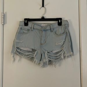 light washed jean shorts